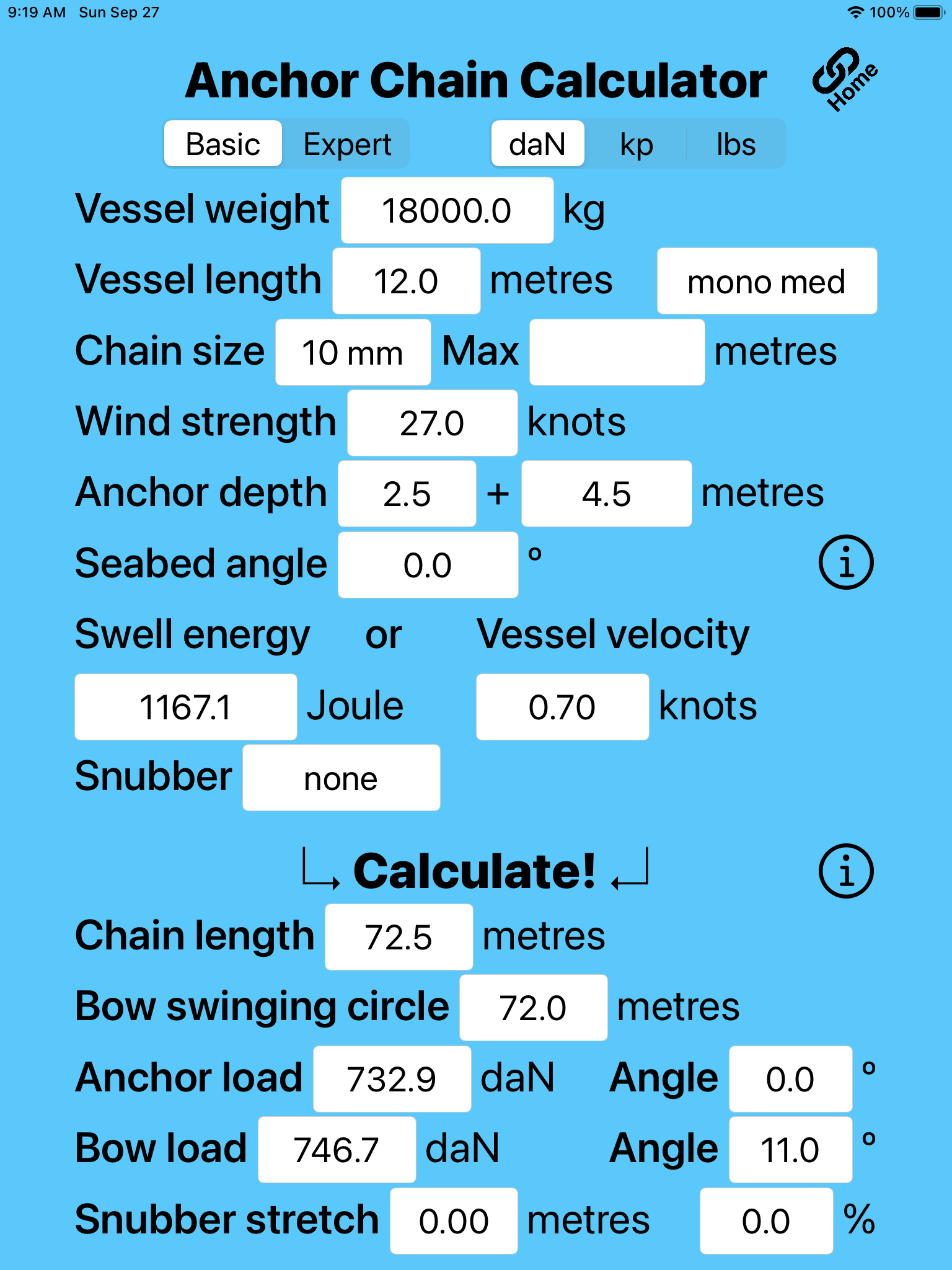 Anchor Chain Calculator - SAN